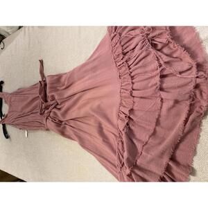 Wild Moss Pink Rayon Maxi Dress with Ruffle Detail Size L